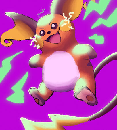 Raichu Sparky Spark - Made in Procreate Pocket, 2025
